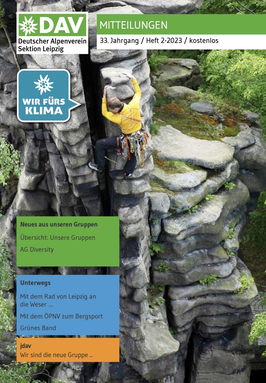 Mitteilungsheft 02-2023 | © DAV Leipzig Cover des Mitteilungshefts vom DAV Leipzig | © DAV Leipzig